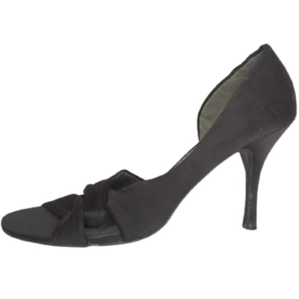 Black Satin Stiletto Sandal Size 9